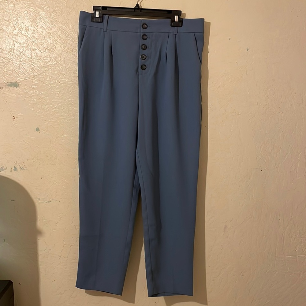 Anthropologie Slate Blue High-Waist Trousers
